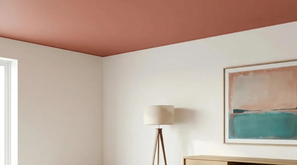 Interior room with colored ceiling and neutral walls showing ideas for Should the Ceiling and Walls Be the Same Color